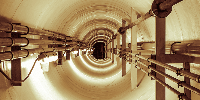 Confined space inside underground tunnel