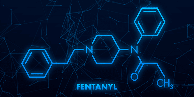 blue fentanyl drug molecular structure