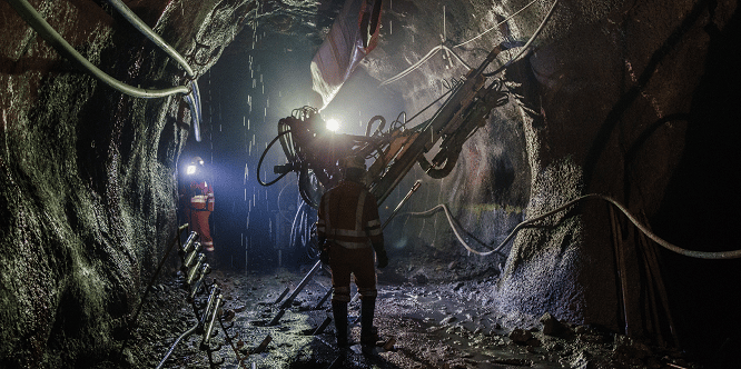 Machinist working in a mine